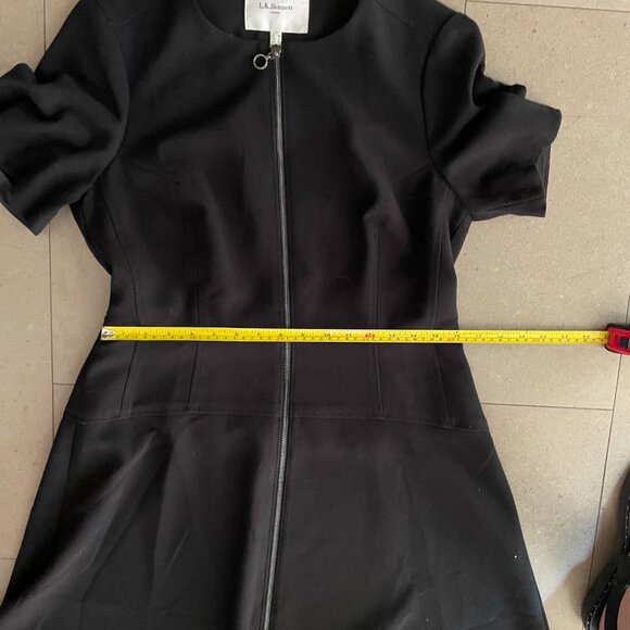 L.K. Bennett London UK Black Dress-Full Front Zipper-Size 12 - Picture 10 of 14
